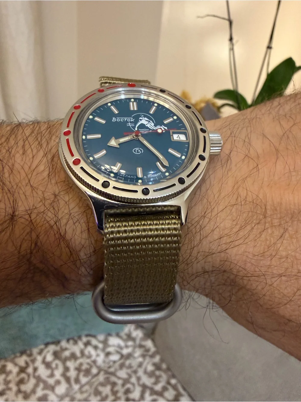 Vostok Amphibia 420059 Scuba Dude Automatic 200m Diver Watch Teal/Olive Dial